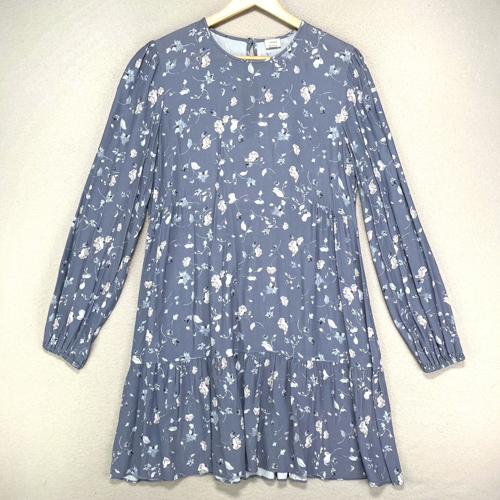 Wilfred Lambrusco Dress Womens S Blue Floral Long Sleeve Viscose Short‎